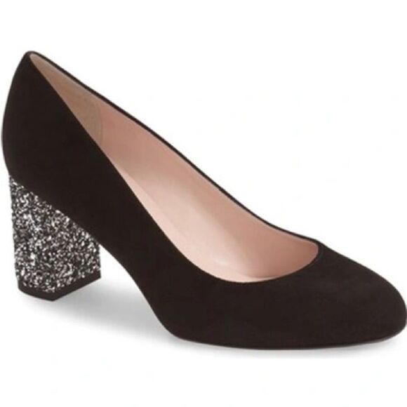 Kate Spade ‘Anastasia’ Glitter Block Heel Pumps - Picture 1 of 7